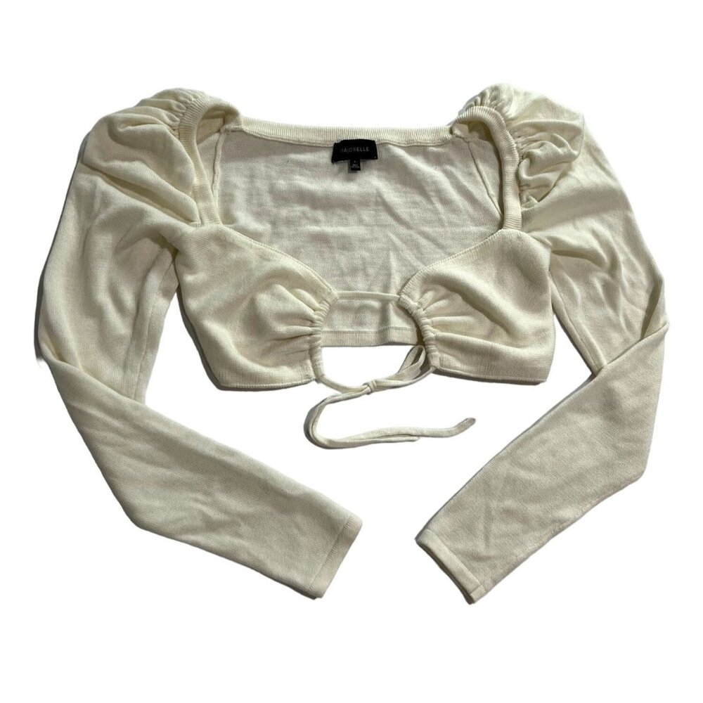 Majorelle Tie Front Crop Top in Ivory